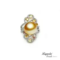 在飛比找樂天市場購物網優惠-大東山珠寶 燦爛月光 頂級真鑽18K白金南洋金珍珠戒指｜母親