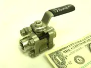 Swagelok Stainless Steel 3-Piece 60 Series Ball Valve, SS-R62TF4, 1/4” 2200 PSIG