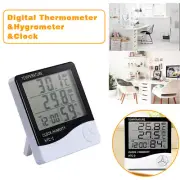 Digital LCD Display Thermometer Hygrometer Humidity Meter Home Room Alarm Clock