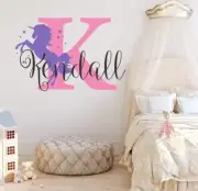 Personalized Emma (E) Pink/Purple Name and Initial Bedroom Unicorn Wall Decal