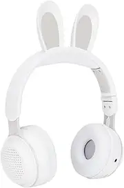 ASHATA Foldable Bluetooth 5.0 Headphones with Microphone, Cute Rabbit Ear, Wireless, Over-Ear Headphones for Green Children, Teenagers, Adults, 12 Hours Listening Time, TF/Aux, Built-in in 7 Models,