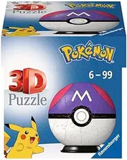 Ravensburger 3D Puzzle 11564 - Puzzle-Ball Pokémon Pokéballs - Meisterball - [EN] Master Ball - für große und Kleine Pokémon Fans ab 6 Jahren: Erlebe Puzzeln in der 3. Dimension