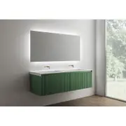 TOOLKISS Wall Hung Bathroom Vanity 1500mm – Vanity in Rainforest - Fluted Design with Thin Solid Surface Basin, Water-Resistant MDF, Soft-Close Drawers & Matte Pop-Up Waste