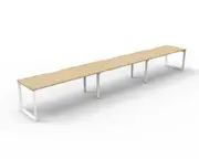 RAPIDLINE DELUXE LOOP LEG WORKSTATION Single Sided No Screen 3 Person W4500 x D750 x H730mm Natural Oak/White