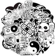 QTL Waterproof Vinyl Black and White Stickers Pack Water Bottle Laptop Gothic Stickers for Adults Teens Party Supplies 100Pcs