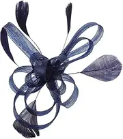Healeved Wedding Bridal Fascinator Hair Clip,Womens Fascinator,Bridal Headband,Cocktail Party Wedding Hair Clip,Party Festival Bride Hair Accessory,Brooch Pin Flower Hair Clip (Navy Blue)