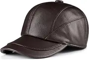 [HAMKVBPR] Men's Leather Hat Autumn and Winter Leather Hats Casual Outdoor Baseball Caps Autumn and Winter(Auburn)
