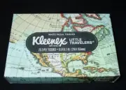 Vintage 1976 KLEENEX Little Traveller Tissues - WHITE TISSUE BL MAP Box 70 2-PLY