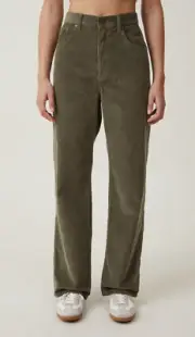 Cotton:On Womens Cord Straight Jean Relaxed Corduroy Pants Woodland Green Size 4