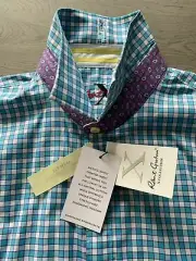 Robert Graham Checked Cotton Stretch Limited Modern Comfort Men's Shirt XXL