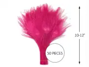 50 Pieces – Hot Pink Bleached & Dyed Peacock Tail Eye Wholesale Feathers (Bulk)