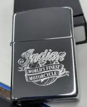 ZIPPO 1995 INDIAN MOTORCYCLE WORLD'S FINEST GLOBE LIGHTER UNFIRED IN BOX Q590