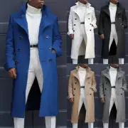 Fashionable Men's Winter Warm Trench Coat Cardigan Outwear Long Jacket White L