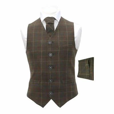 Heritage Check Regency Green Men's Waistcoat & Matching Tie & Pocket Square