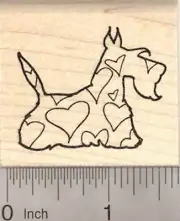 Valentine's Day Scottish Terrier Dog Rubber Stamp, with Heart Shapes E20211 WM