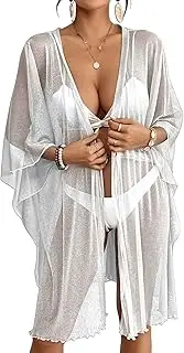 Bsubseach Damen Sexy Lace Crochet Open Front Badeanzug Strand Lange Kimono Cover Ups