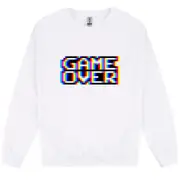 Game Over Gaming Funny Gamer Retro Mens White Sweat Sweater Jumper Sweatshirt