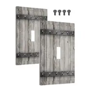 Light Switch Covers 1 Toggle Old Distressed Barn Door Gray Natural Grey Wood ...