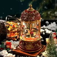 在飛比找樂天市場購物網優惠-圣誕節旋轉木馬老人樹音樂盒水晶球八音盒飄雪兒童生日禮物復古的