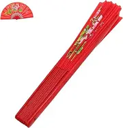 [Happyyami] Kung Fu Fan Printed Hand Fans Heavy Push Pins Bucket Handbags Retro Handbags Fan Hand Fan Fashionable Handbags The Tote Bag Elegant Hand Fans Decorative Folding Fans Red Plastic