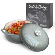 Enameled Cast Iron Dutch Oven, 6 Quarts, Gray
