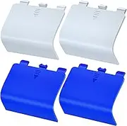 Battery Cover for Xbox Core Controller - Replacement Back Door Lid for Series X & Wireless Controller, Batteries Caps Shell Repair Part for Series S Remote (Pack of 4, Blue + White)