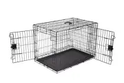 Amazon Basics - Durable Foldable Metal Wire Dog Crate with Tray Double Door 3...