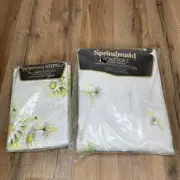 VTG Wondercale Springmaid Double Fitted Bed Sheet Fresh Daisies w/ 2 Pillowcases