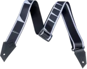 Genuine Jackson Logo Guitar Strap with Sharkfin Inlay Pattern, Black/White