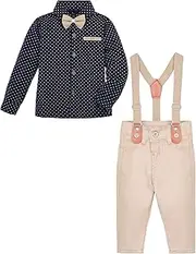 [Lilax] Boy Gentleman Outfit Tuxedo Dress Shirt Suspender Pant Set