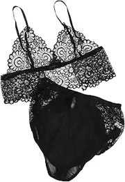 [Minkissy] Lace Lady Underwear Set Honeymoon Elegant Underwear Bikini Set for Women Body-Shaping Design Black
