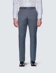 Hawes & Curtis Men's Light Blue Birdseye Slim Fit Suit Trousers