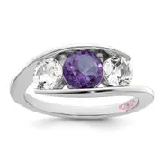 10k White Goldw Survivor Collection Clear/Purple Swarovski Topaz Journey Ring