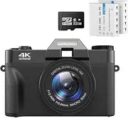 4K Digital Camera 56MP Autofocus Entry Microslice Digital Camera Home Travel Camera with WiFi Camera 16X Digital Compact Camera 3.0 Inch Screen with 32GB SD Card + 2 Batteries + Lanyard