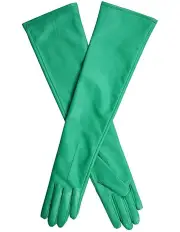 [Dents] Long Above-Elbow Lined Leather Gloves in Emerald