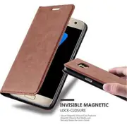Samsung Galaxy S7 Case - Protective Case with Stand Function and Card Slot COFFEE BROWN
