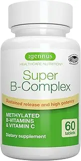 Super B-Complex – Methylated Sustained Release B Complex & Vitamin C, Folate & Methylcobalamin, Vegan, 60 Small Tablets