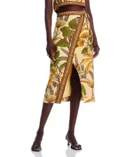 Farm Rio Foliage Sketch Sand Midi Skirt