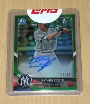 2018 Bowman Draft (Chrome) auto autograph Anthony Seigler GREEN REFRACTOR 40/99