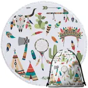 Native American Kit for Kids Round Beach Towel