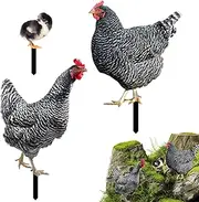 Metal Chicken Yard Art | Metal Hen and Chicks Garden Stakes - 3X Spikes, Heavy-Duty Iron Ornament for Farmhouse Decor Outdoor Decorations