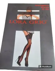 Lora Grig Thigh High Stockings Italian Designer NEW Black Sexy