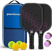 Fiberglass Pickleball Set with 2 Pickleball Paddles, 4 Pickleball Balls and Bag, Pickleball Rackets Equipment for Beginners & Pros