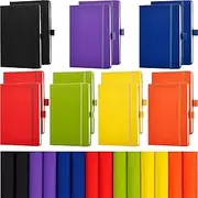 Laumoi 14 Pack Lined Journal Notebooks 5.5 x 8.2 Inch A5 Hardcover Notebook College Ruled Notepad with Pen Holder PU Leather Ruled Lined Journals for School Business Work Writing(Mixed Color)