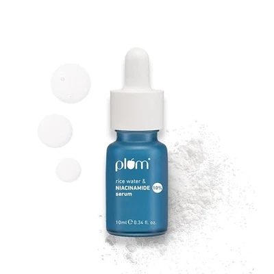 Plum 10% Niacinamide Face Serum Rice Water Squalane Brightens Skin 10 ml