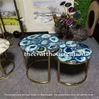 Blue Agate Coffee Nesting Slab Top, Agate Side Table Top, Coffee Table 15"x15"