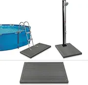 WPC Floor Element for Solar Shower, Pool Ladder Stabilizer, Nonslip Grey Doormat, Durable Water-Resistant Outdoor WPC Board, 101x63x5.5 cm
