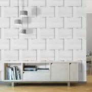 Harrow Wood Panel Wallpaper White Weave 3D Shading World of Wallpaper 3107