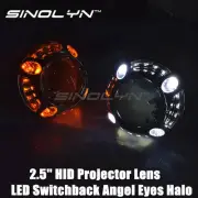 LED Angel Eyes Halo Mini 2.5'' HID Projector Lens H1 Switchback DRL Turn Signals