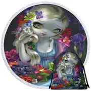 Maiden Flora the Goddess of Flowers Round Beach Towel